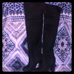 Over The Knee Black Suede Boots